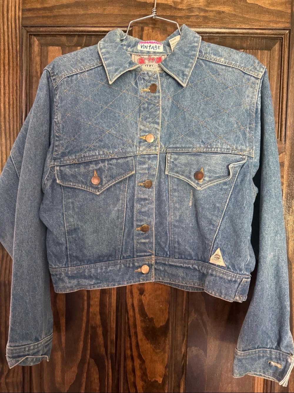 Custom Denim Jacket with Earth Graphic Patch by AHA NYC small - Picture 6 of 8